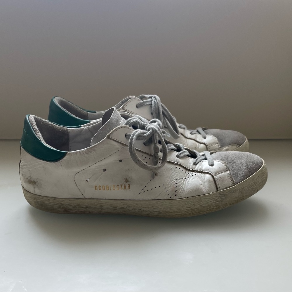 Golden Goose white & green Superstar sneakers size 41